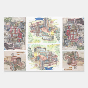 Classic Car Wrapping Paper Sheet