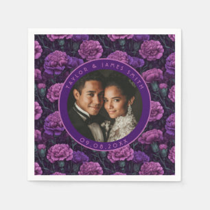 Classic Carnation Accent Vintage Wedding Napkin