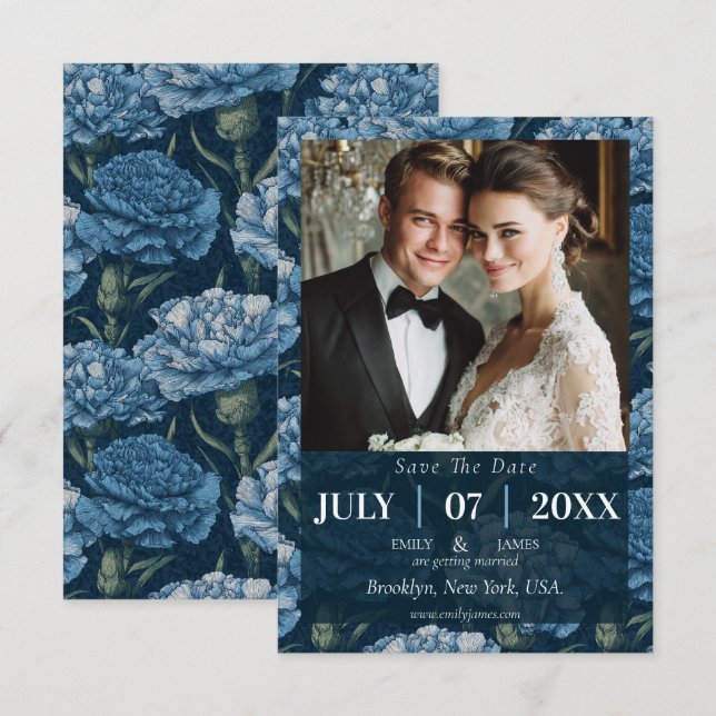 Classic Carnation Tropical Wedding Save The Date (Front/Back)