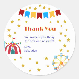 Classic Carnival Favor Stickers with Gold Stars
