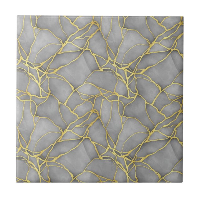 Classic Carrara Gold Marble Black Silver Tile (Front)