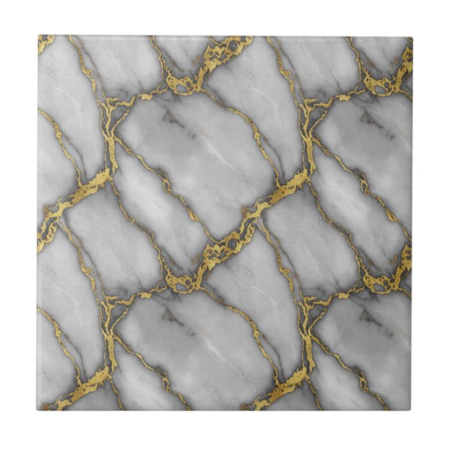Classic Carrara Gold Marble Silver Black Plum Tile (Front)