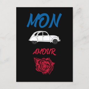 classic cars 2cv Ente Tricolore Mon amour Postcard