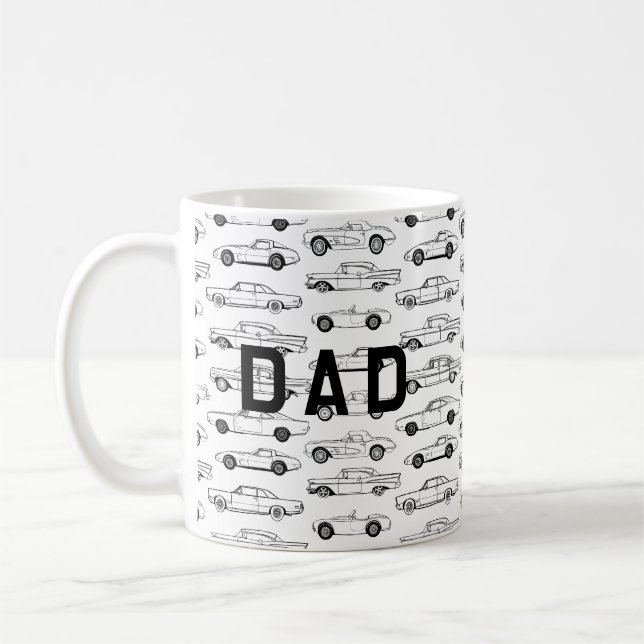 Classic cars in black custom Dad design Coffee Mug (Left)
