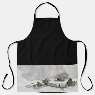 classic cars in the snow apron