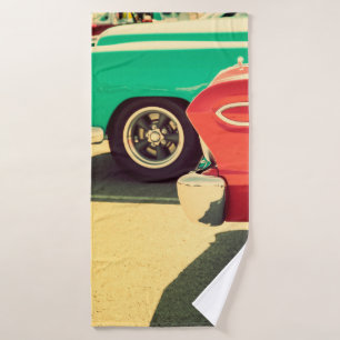 Classic cars parked in a rowcar, vintage, classic, bath towel