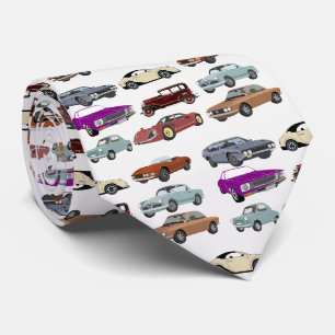 classic cars pattern tie