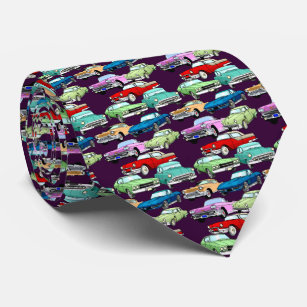 Classic Cars Purple Tie