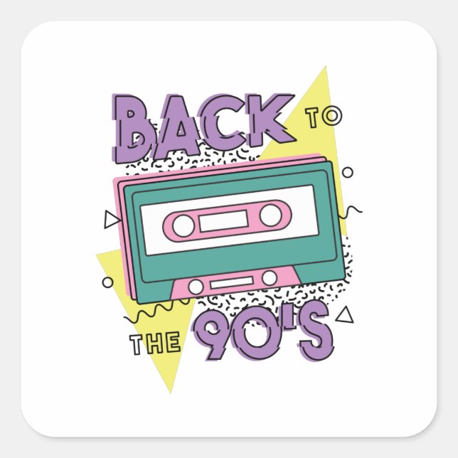 Classic Cassette From 90s Nostalgia Square Sticker (Front)