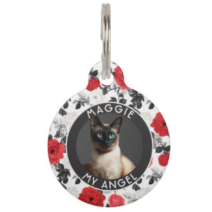 Classic Cat Lover Present Rose Flower Pet Tag