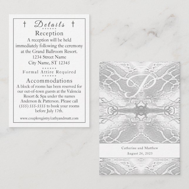 Classic Catholic Monogrammed Details Card (Front/Back)