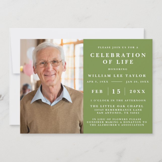 CLASSIC CELEBRATION OF LIFE MEMORIAL INVITATION (Front)