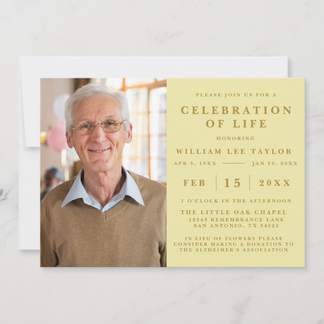 CLASSIC CELEBRATION OF LIFE MEMORIAL INVITATION (Front)