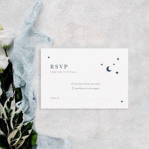 Classic Celestial Wedding Moon and Stars RSVP Card