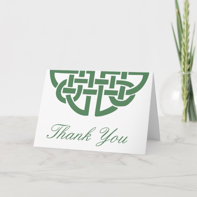 Classic Celtic Green Knot Handfasting Thank You Card (Front)