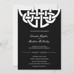 Classic Celtic Knot Black & White Handfasting Invitation