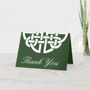 Classic Celtic Knot Green & White Handfasting Thank You Card