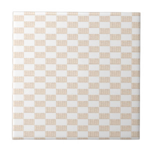 Classic Ceramic Tile Beige Stripe Chequered