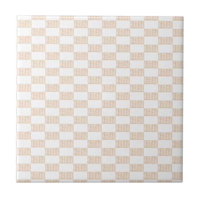 Classic Ceramic Tile Beige Stripe Chequered (Front)