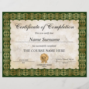 Classic Certificate of Completion Award Diploma