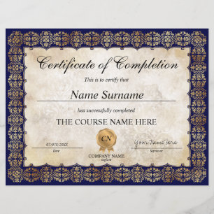 Classic Certificate of Completion Award Diploma