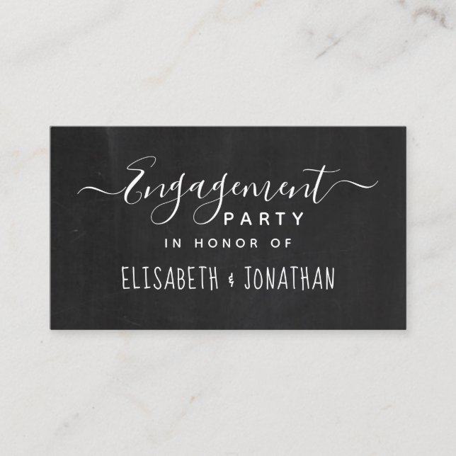 Classic Chalkboard Script, Engagement Party Ticket Enclosure Card (Front)