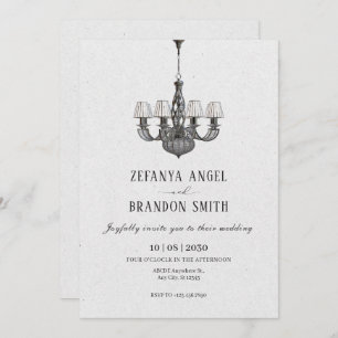 classic chandeliers interor decor wedding invitation