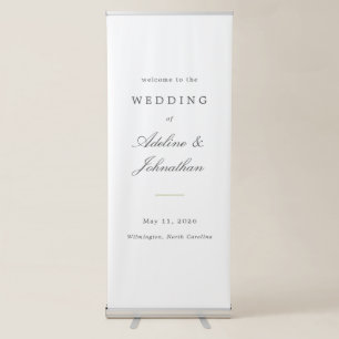 Classic Charcoal Grey and White Wedding Welcome Retractable Banner