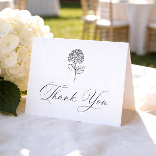 Classic Charcoal Hydrangea Photo Wedding Thank You Card
