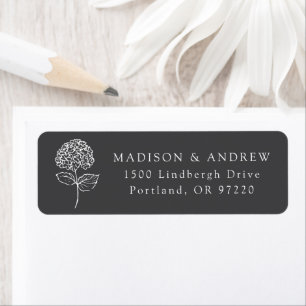 Classic Charcoal Hydrangea Wedding Return Address