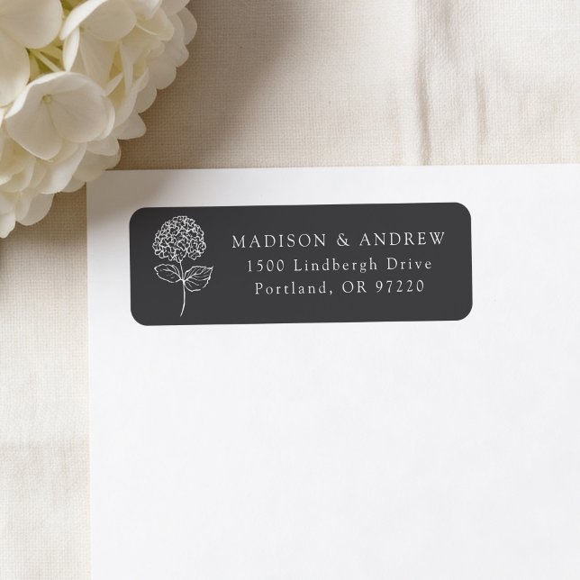 Classic Charcoal Hydrangea Wedding Return Address (Creator Uploaded)