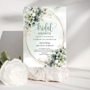 Classic Charm Greenery Gold Bridal Shower Invite