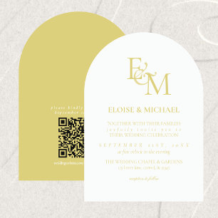 Classic Chartreuse Monogram Minimalist Wedding Invitation