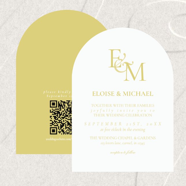 Classic Chartreuse Monogram Minimalist Wedding Invitation (Classic Chartreuse Monogram Minimalist Wedding Invitation)
