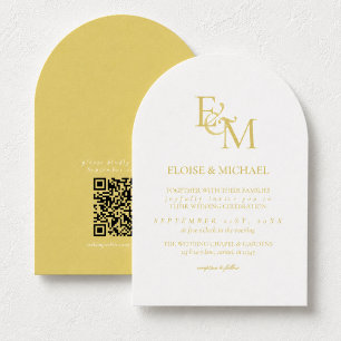 Classic Chartreuse Monogram Minimalist Wedding Invitation
