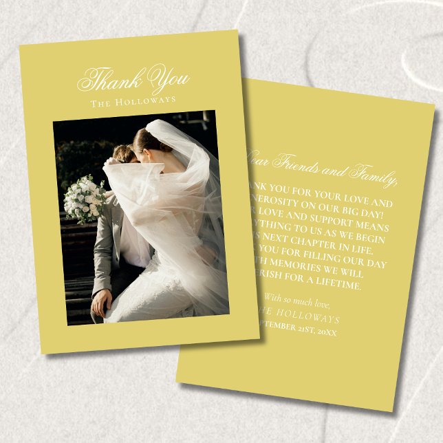 Classic Chartreuse Wedding Photo Thank You Card (Classic Chartreuse Wedding Photo Thank You Card)