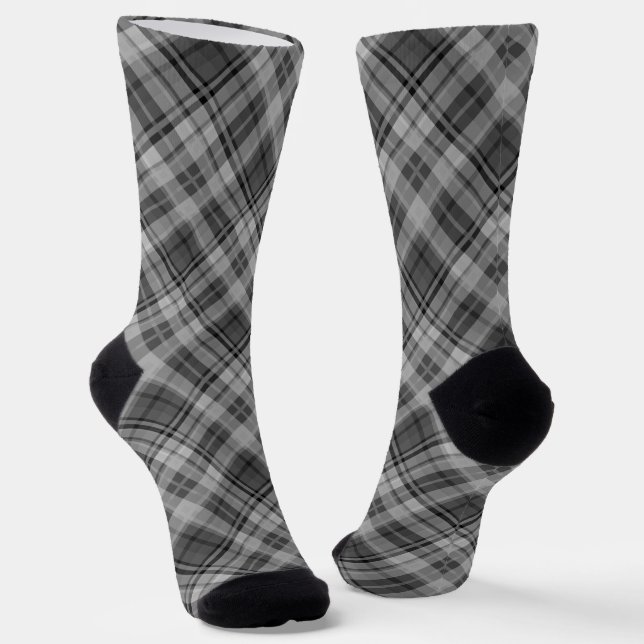 classic checkered black and white checkered patter socks (Angled)