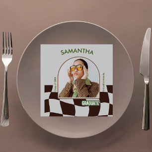 Classic Checkered Retro Graduation Party Tableware Napkin