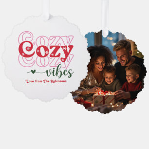 Classic Cheer Cozy Vibes Retro Christmas Photo Tree Decoration Card