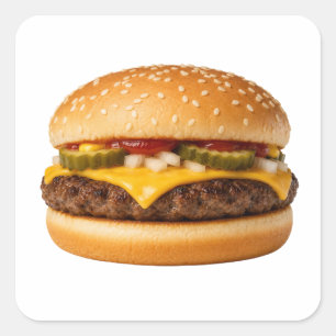 Classic Cheeseburger Food Image Square Sticker