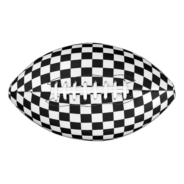 Classic Chequerboard Black White Pattern American Football (Front)