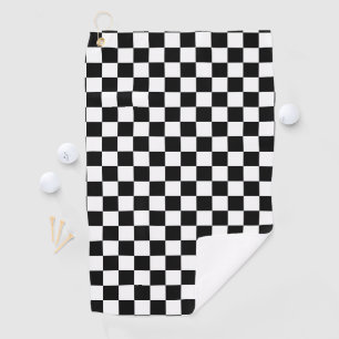Classic Chequerboard Black White Pattern Golf Towel