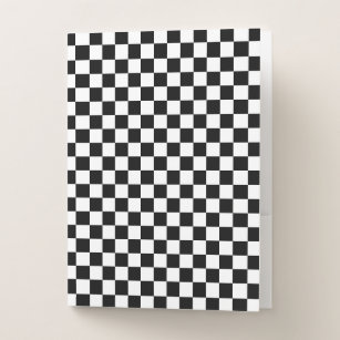 Classic Chequerboard Black White Pattern Pocket Folder