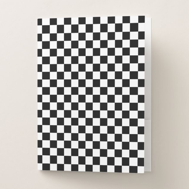 Classic Chequerboard Black White Pattern Pocket Folder (Front)