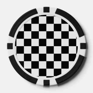 Classic Chequerboard Black White Pattern Poker Chips