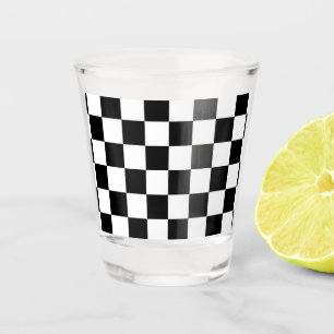Classic Chequerboard Black White Pattern Shot Glass