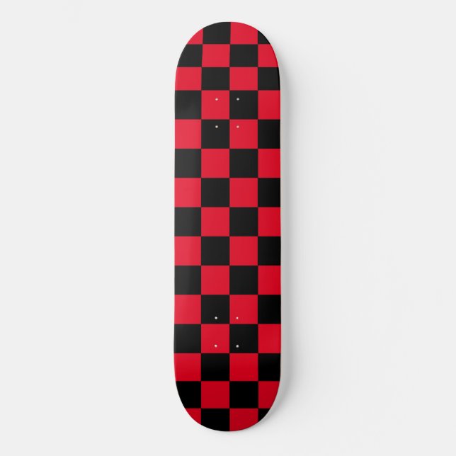 Classic Chequered (chequered) Red & Black pattern  Skateboard (Front)