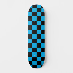 Classic Chequered (chequered) Sky Blue and Black Skateboard
