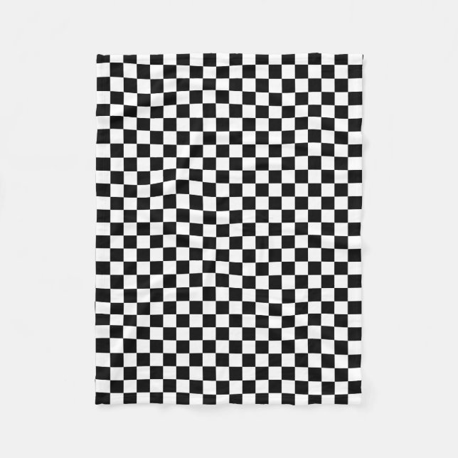 Classic Chequered I Bleed Racing Check Black White Fleece Blanket (Front)