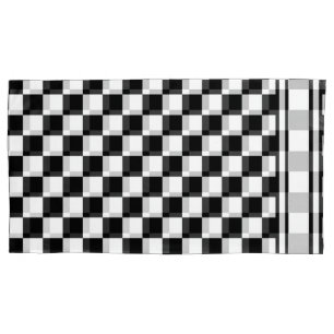 Classic Chequered I Bleed Racing Check Black White Pillowcase